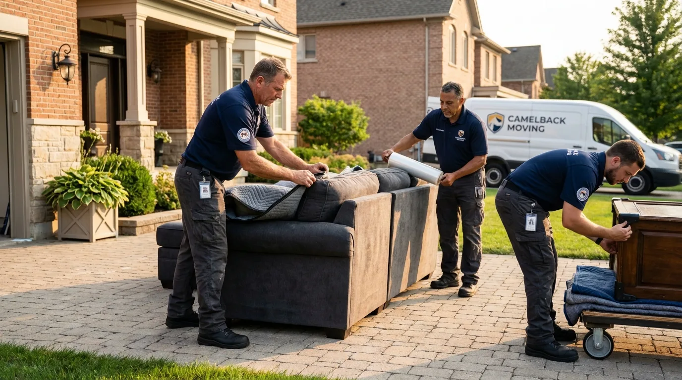 Large estate moving crew wrapping furniture in Shawnee, KS