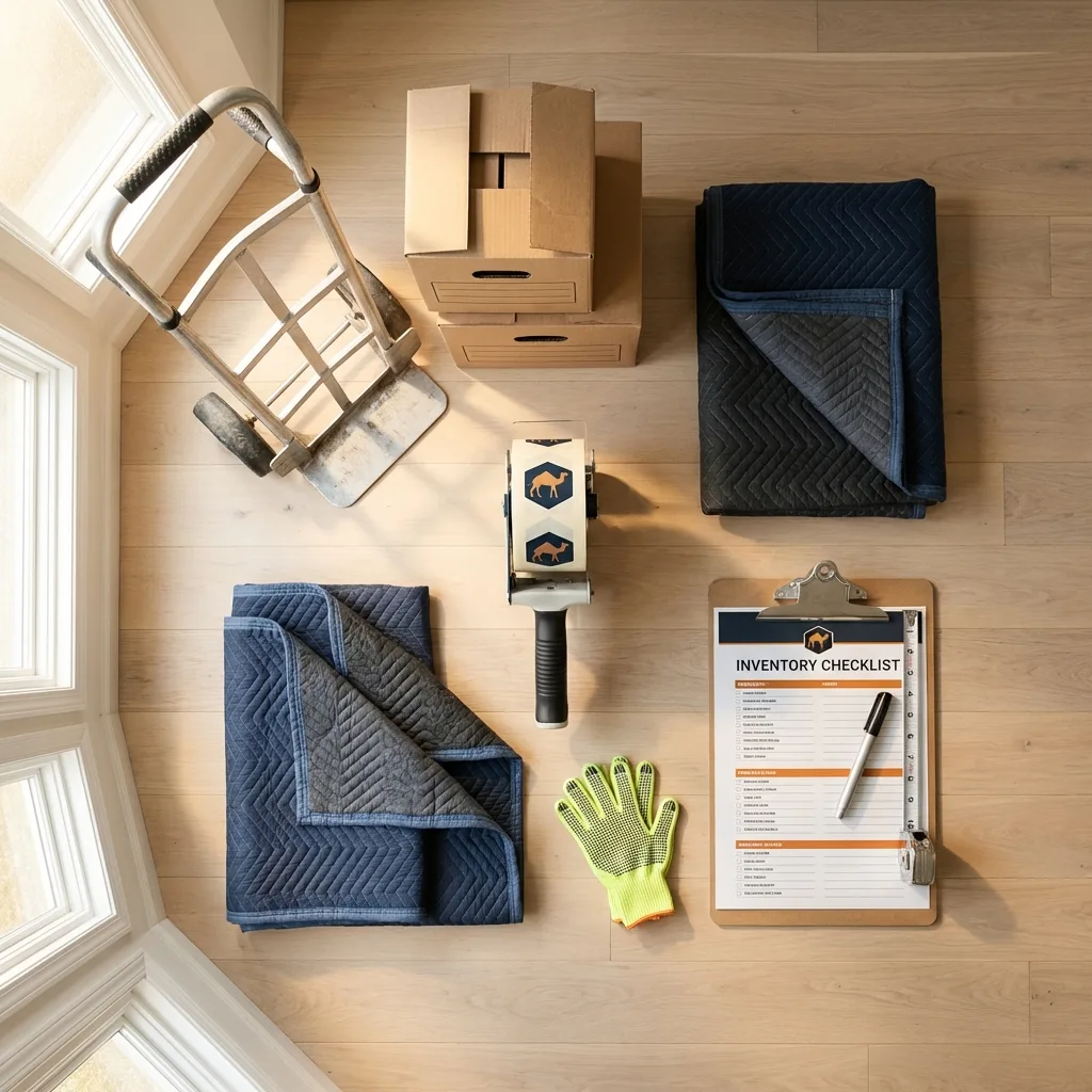 Professional moving supplies and packing materials layout for Shawnee residential relocations